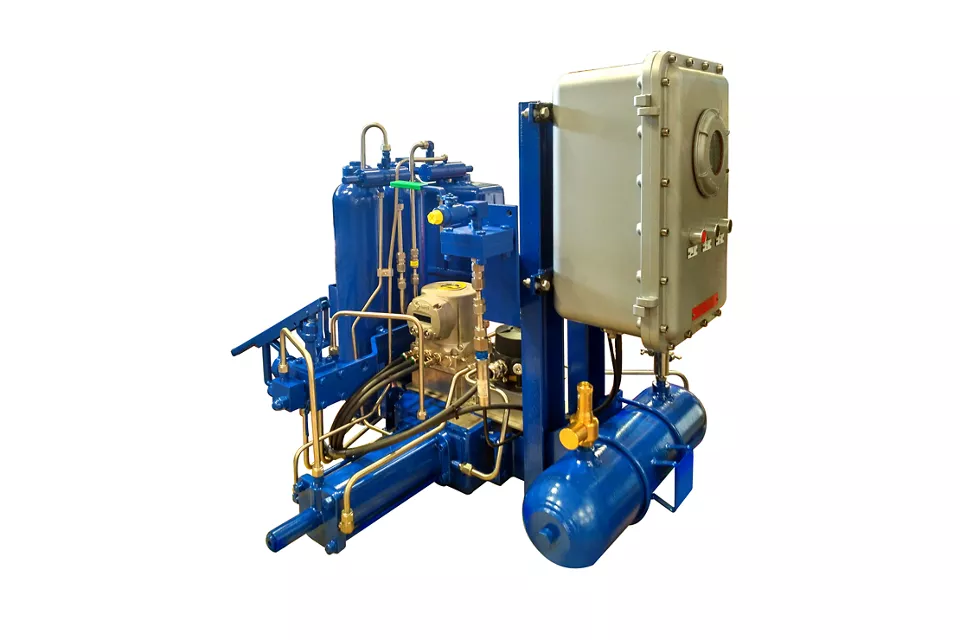 GPO Gas over oil actuator with PST and Electronic line break device with integrated HPU